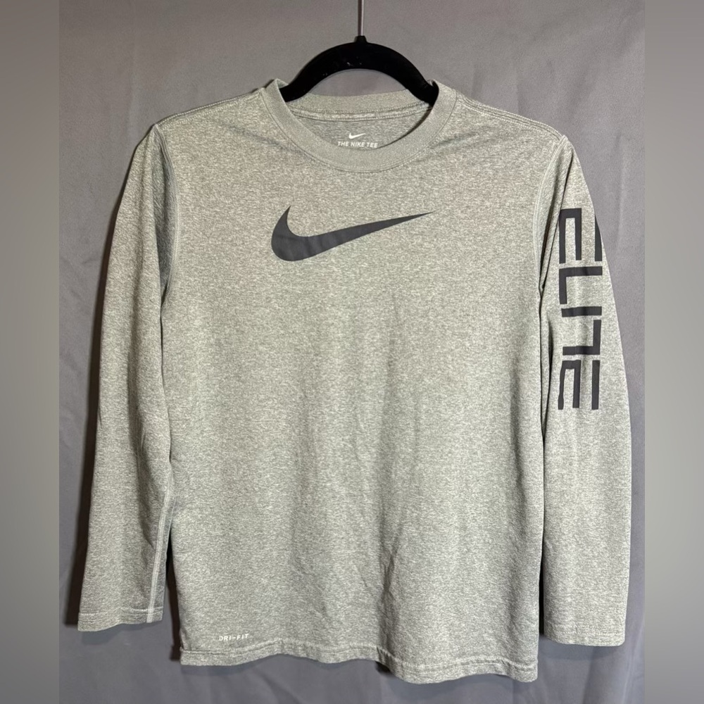 Nike Gray Long Sleeve Tee with Iconic Swoosh